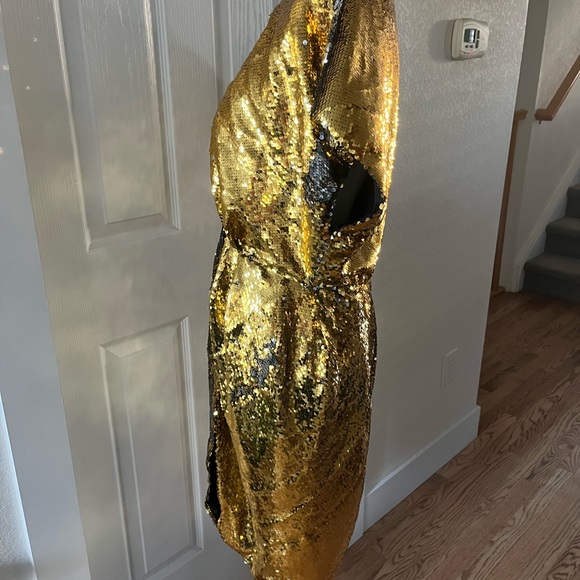 AMEN Cocktail Dress Gold & Silver Sequin 42 6 - Picture 4 of 10